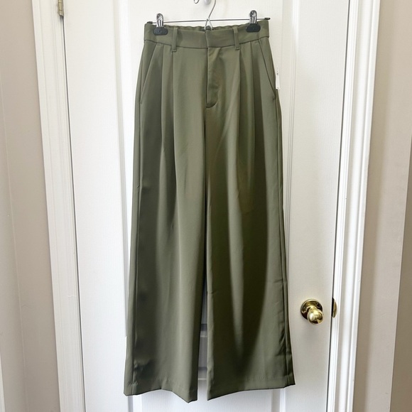 GAP 365 High Rise Pleated Trousers Tailored Pants Olive Green Size 0 NWT - Picture 9 of 14